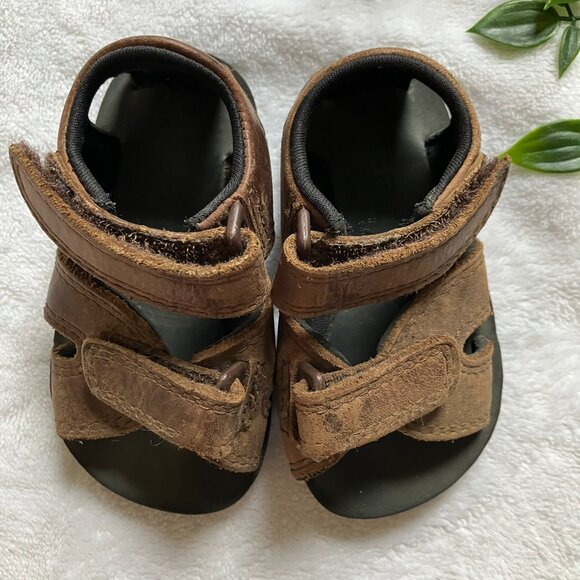 Stride Rite Infant Toddler Sandals 5M | Brown Leather Adjustable Strap Sandals - Picture 6 of 15